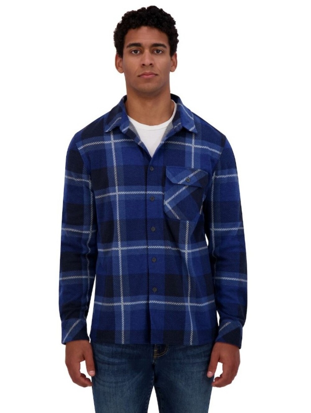 2/$40- ZeroXposur Blue and Black Men's Plaid Button-Down Shirt-XL